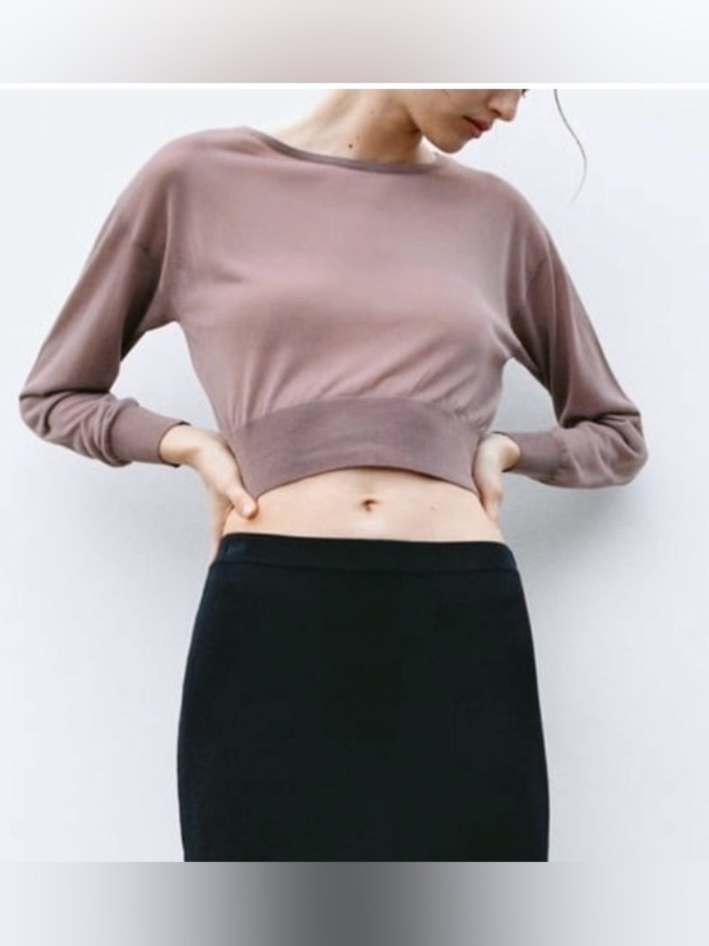 ZARA SEMI-SHEER KNIT SWEATER - Dusty Pink / Mauve